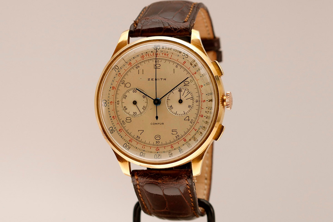 1950's ZENITH COMPUR 18K GOLD OVERSIZED VINTAGE CHRONOGRAPH REF. 7119