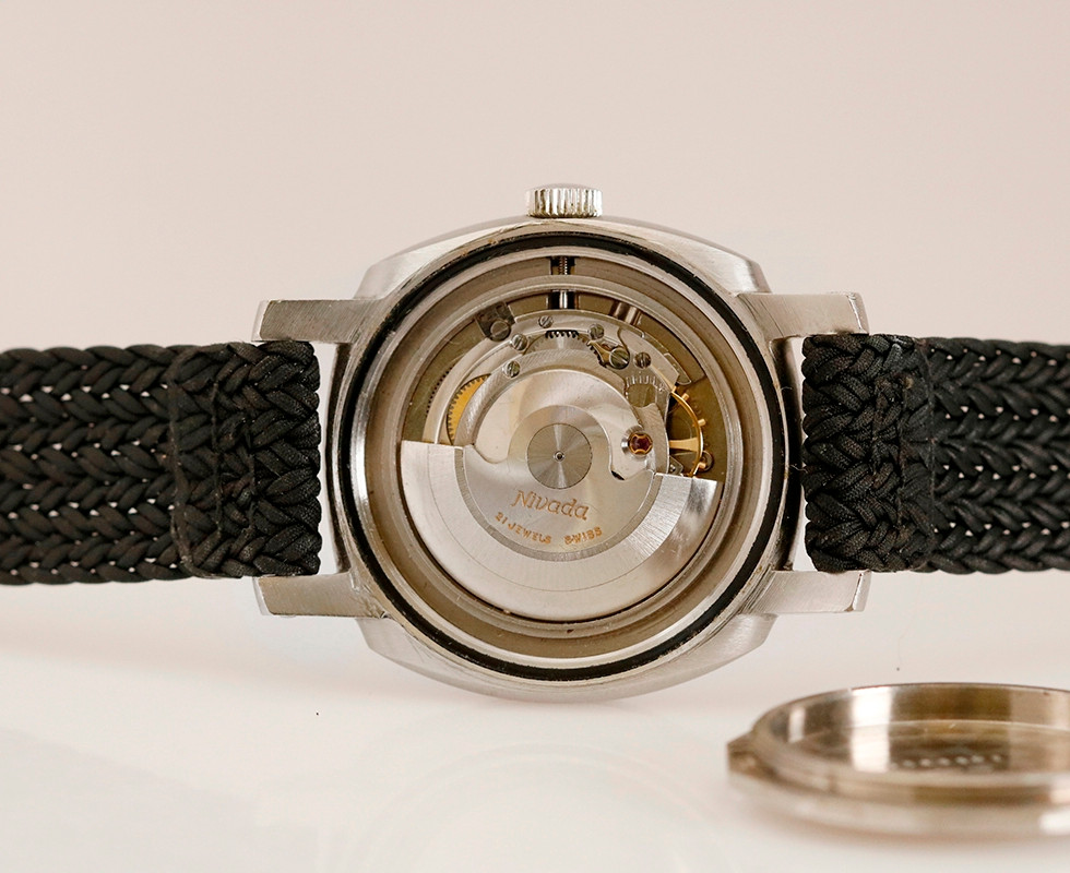 Movement In 1960's Nivada Grenchen Depthmaster Watch aka The Pac-Man