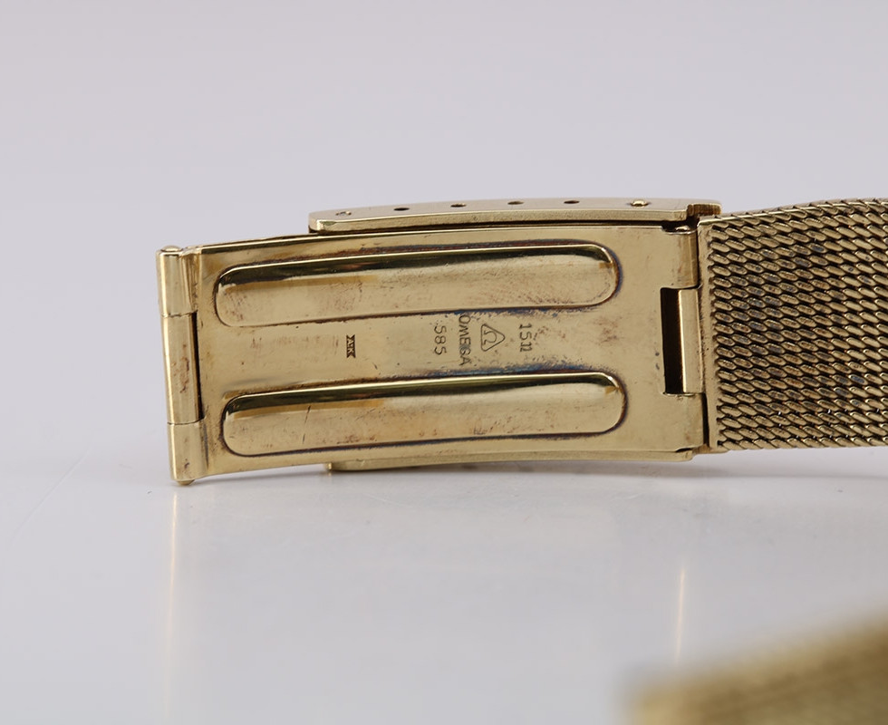 Inner Bracelet Clasp With Hallmarks On 1960's Omega Seamaster DeVille Gold Chronograph Wrist Watch Ref. 2884