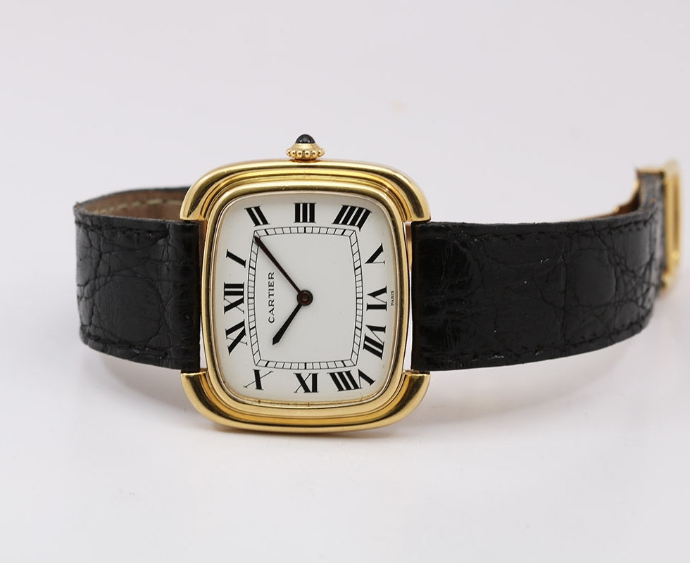1970's Cartier Paris Ellipse 'TV Screen' Yellow Gold Vintage Wrist Watch