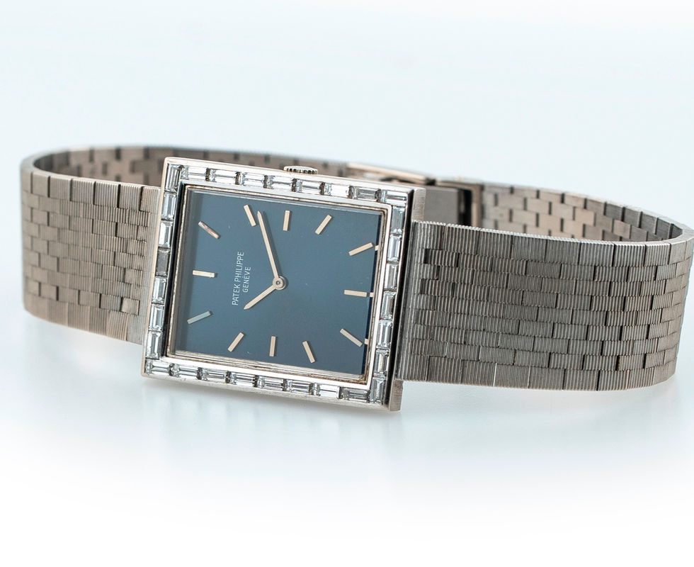 1980 Patek Philippe 18K White Gold & Diamond Rectangular Bracelet Wrist Watch Ref. 3540/2