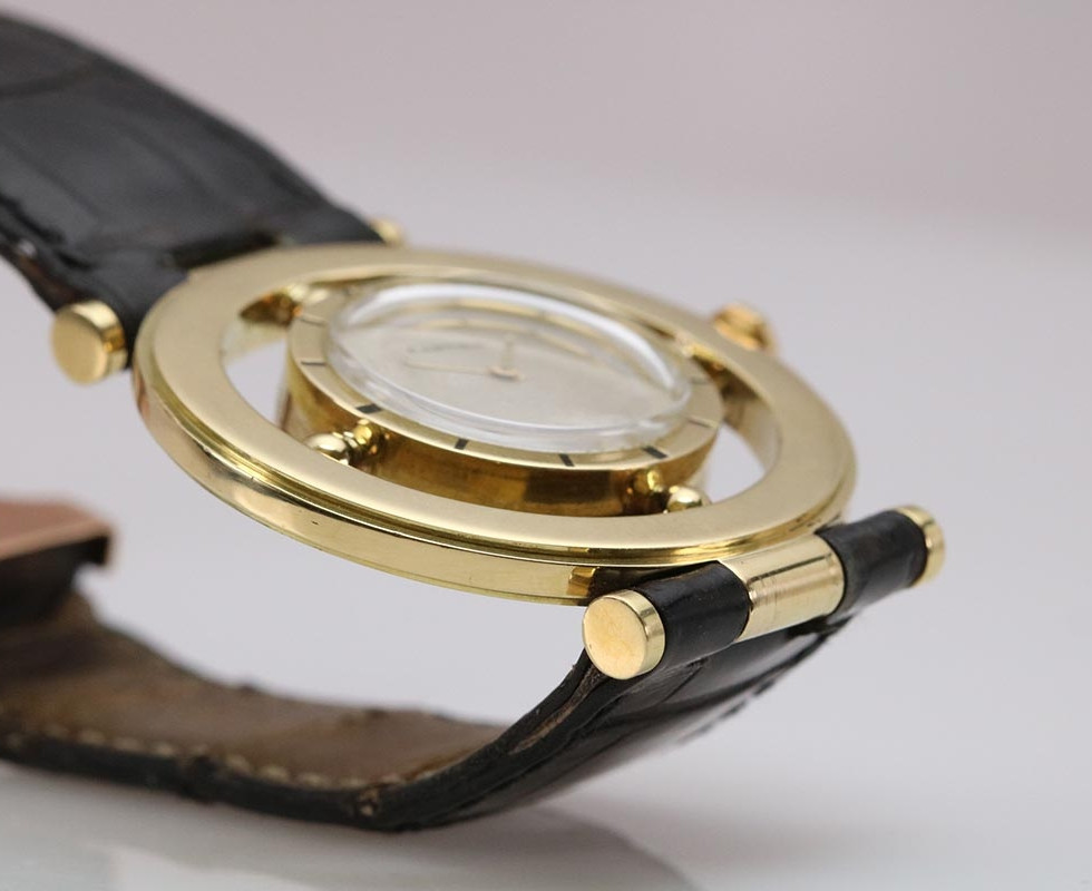 Vintage 18kt Yellow Gold Cartier watch known as “The Helm”. Side