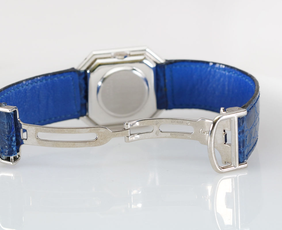 1970's Cartier Paris Ceinture Large Automatic White Gold Wrist Watch Clasp