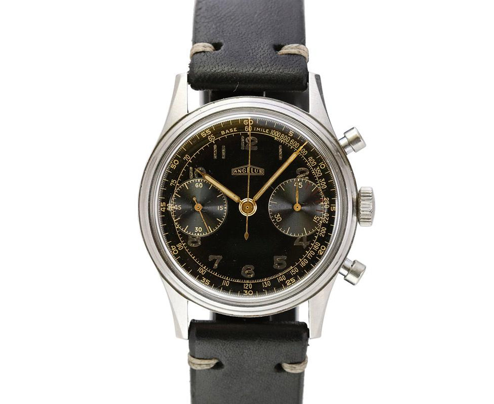 Angelus Gilt Dial Chronograph Front