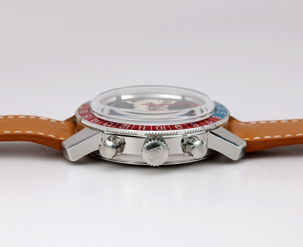 Crown Side Of 1970's Heuer Autavia GMT Chronograph Ref. 2446C