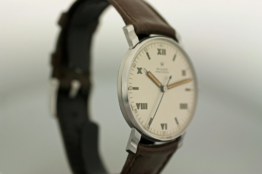 1950's Rolex Precision Stainless Steel Dress Watch Ref. 4174