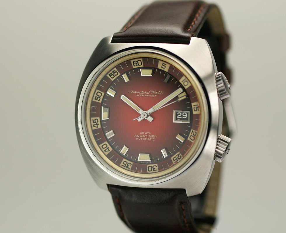 Vintage Maroon Dial International Watch Company Aquatimer