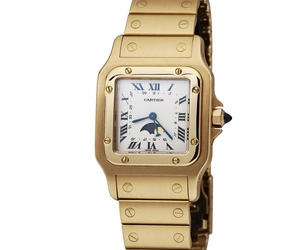 1992 Cartier Santos Galbee Moonphase Wrist Watch Ref. 819901