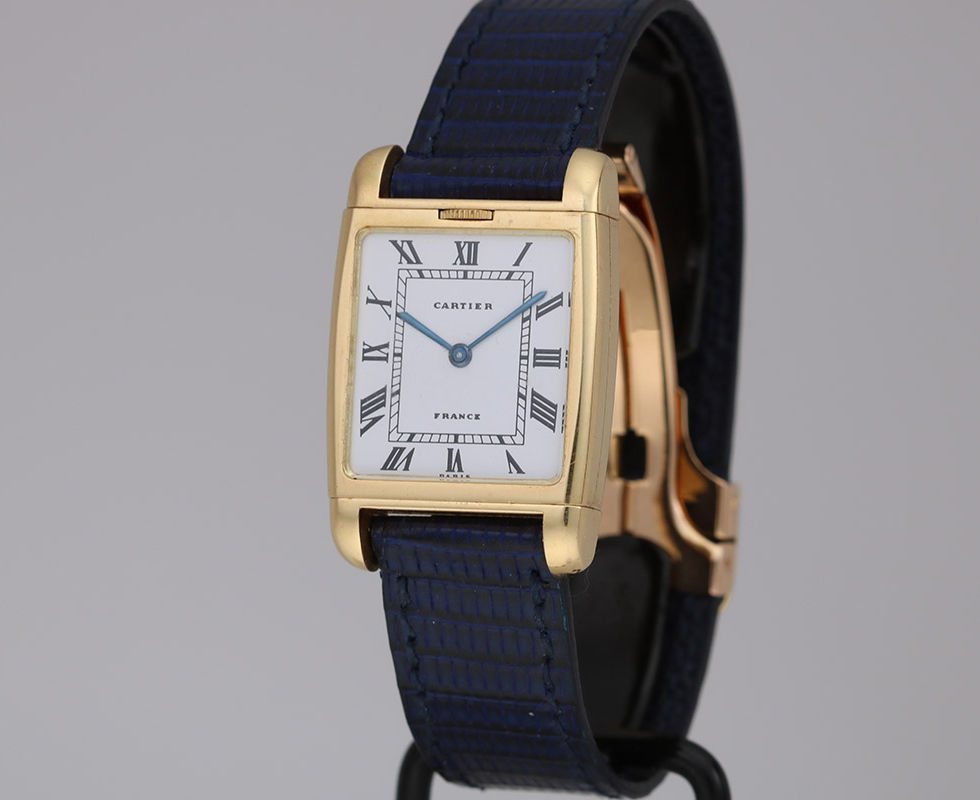 1970's Gold Cartier Reverso Dual Time Tank Paris, White Dial