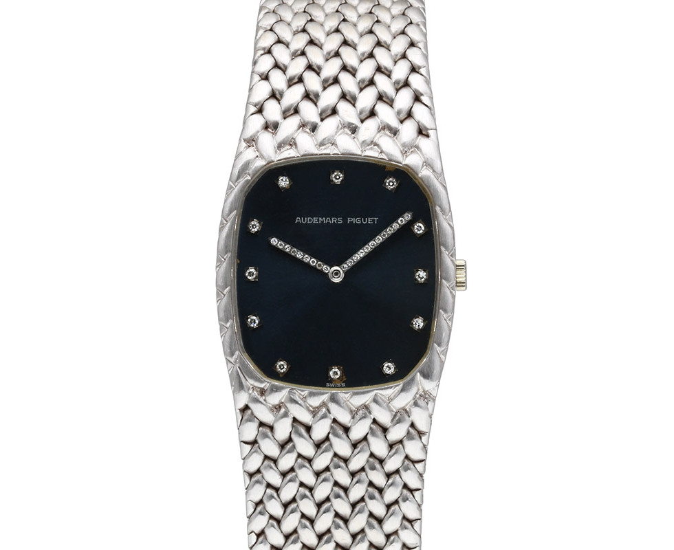 1970's Audemars Piguet 18k White Gold Cobra Bracelet Wrist Watch