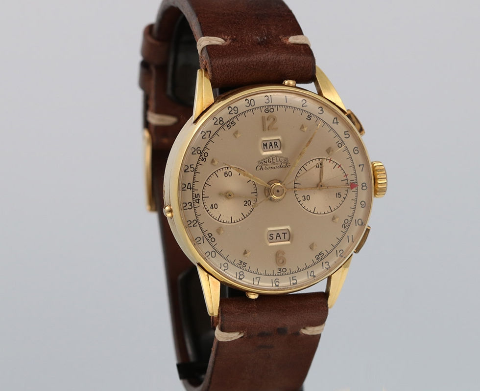 1950's Angelus 18K Yellow Gold Chronodato Wrist Watch