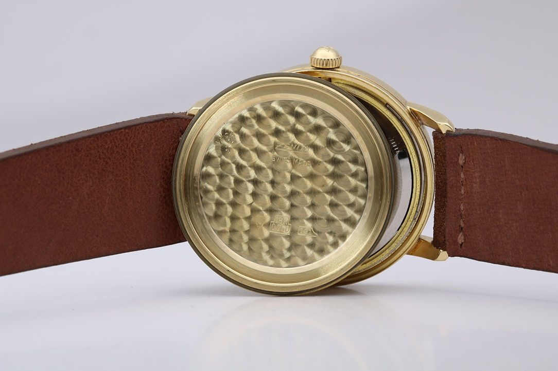 Inner Case Back of 1950's Zenith 18k Yellow Gold Automatic Bumper Watch