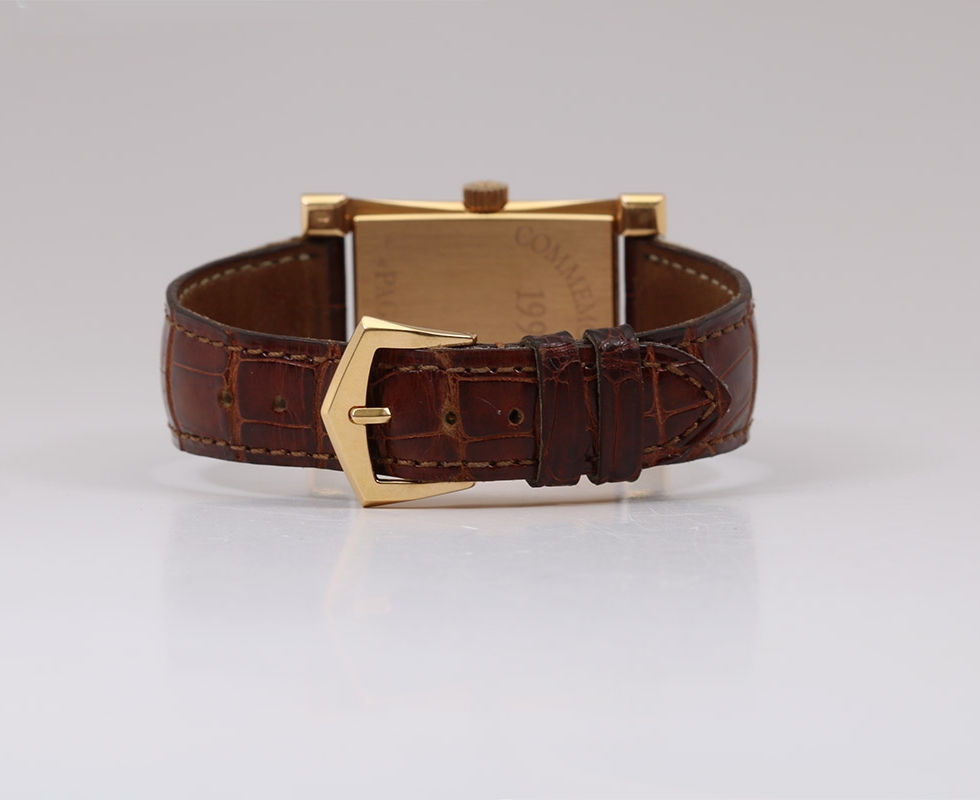 Back Of 1997 Patek Philippe Pink Gold Pagoda Ref. 5500 Limited Edition Wrist Watch