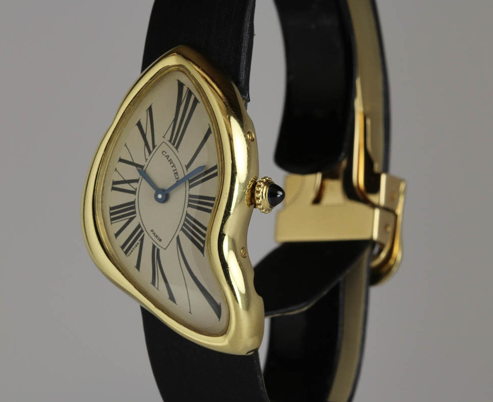 1991 Cartier "Crash" Gold Wrist Watch Crown Side