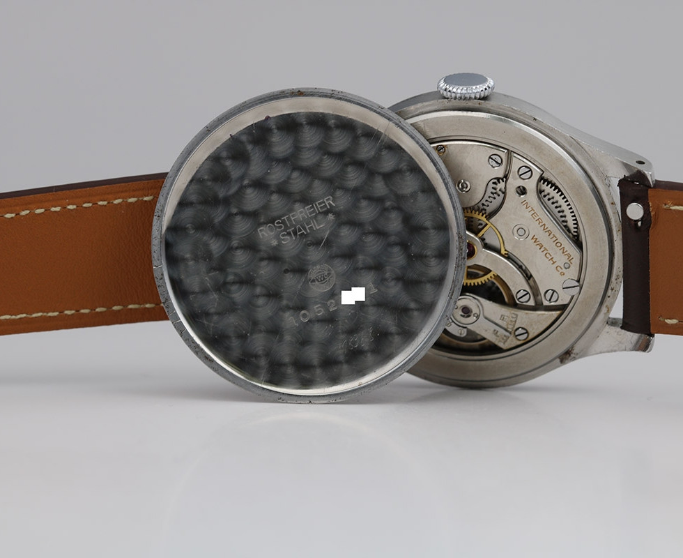 Inner Case Back Of 1940's IWC Stainless Steel Vintage Dress Watch