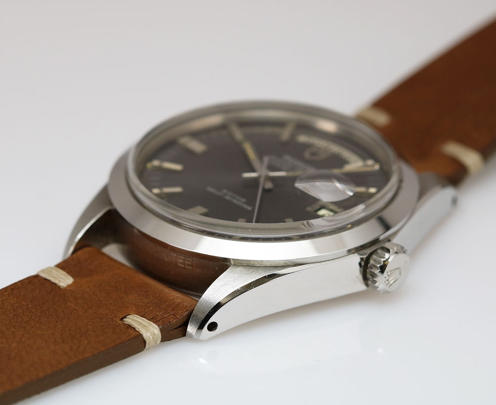 Crown Side Of 1970 Jumbo Tudor Date-Day Ref. 7017/0 NOS Wrist Watch