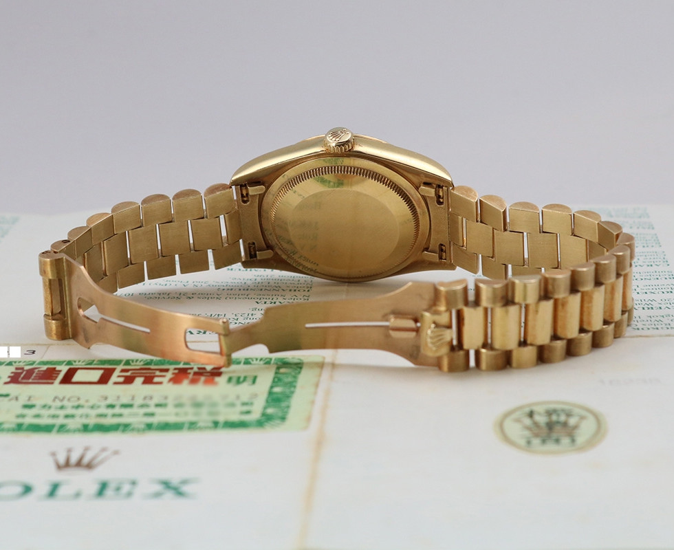 Back Of 1998 Rolex Lapis Lazuli Dial Gold Day-Date Ref. 18238