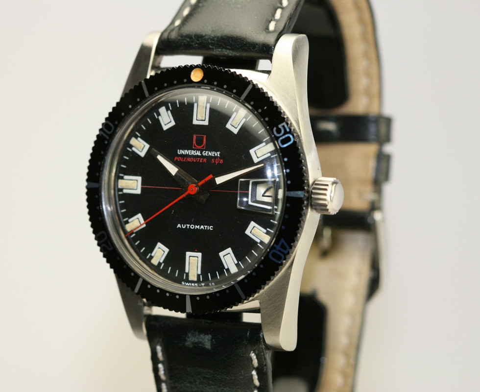 1960's Universal Geneve Polerouter Sub Vintage Wrist Watch