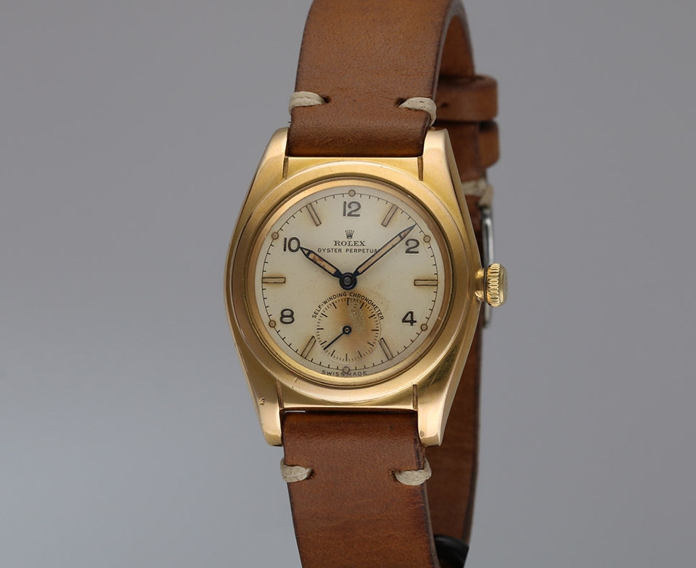 1948 Rolex Bubbleback Gold Shell Wrist Watch Ref. 2764