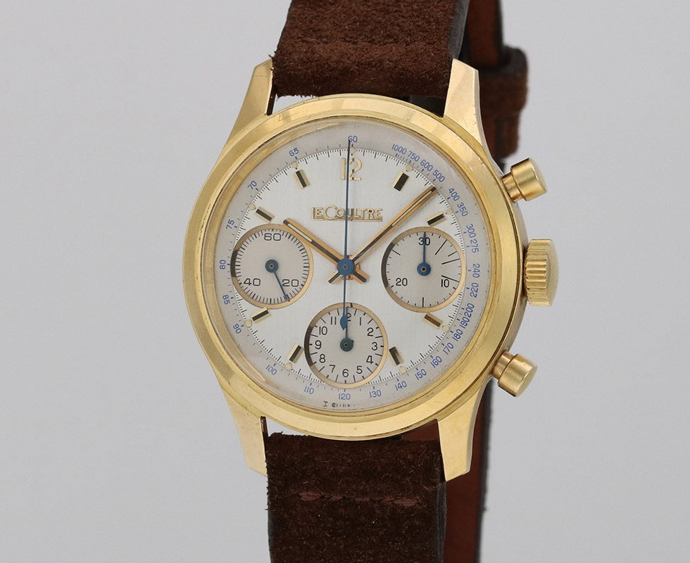 1968 LeCoultre 18kt Yellow Gold Valjoux 72 Chronograph Wrist Watch