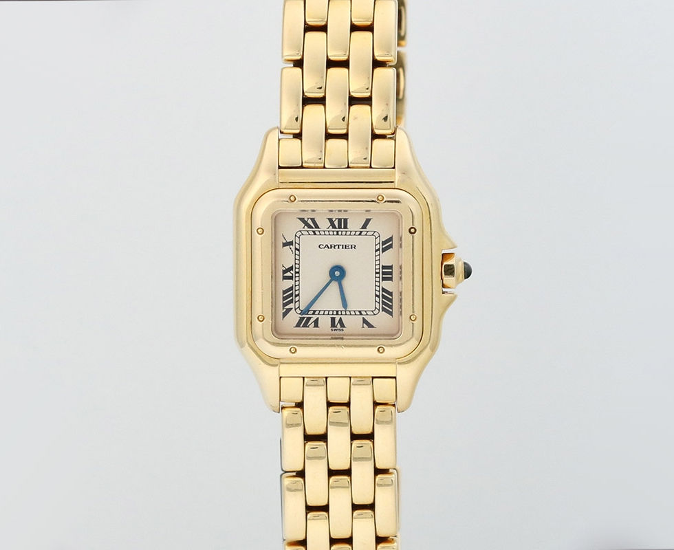 1990's Cartier Ladies 18kt Yellow Gold Panthere Wrist Watch With Bracelet
