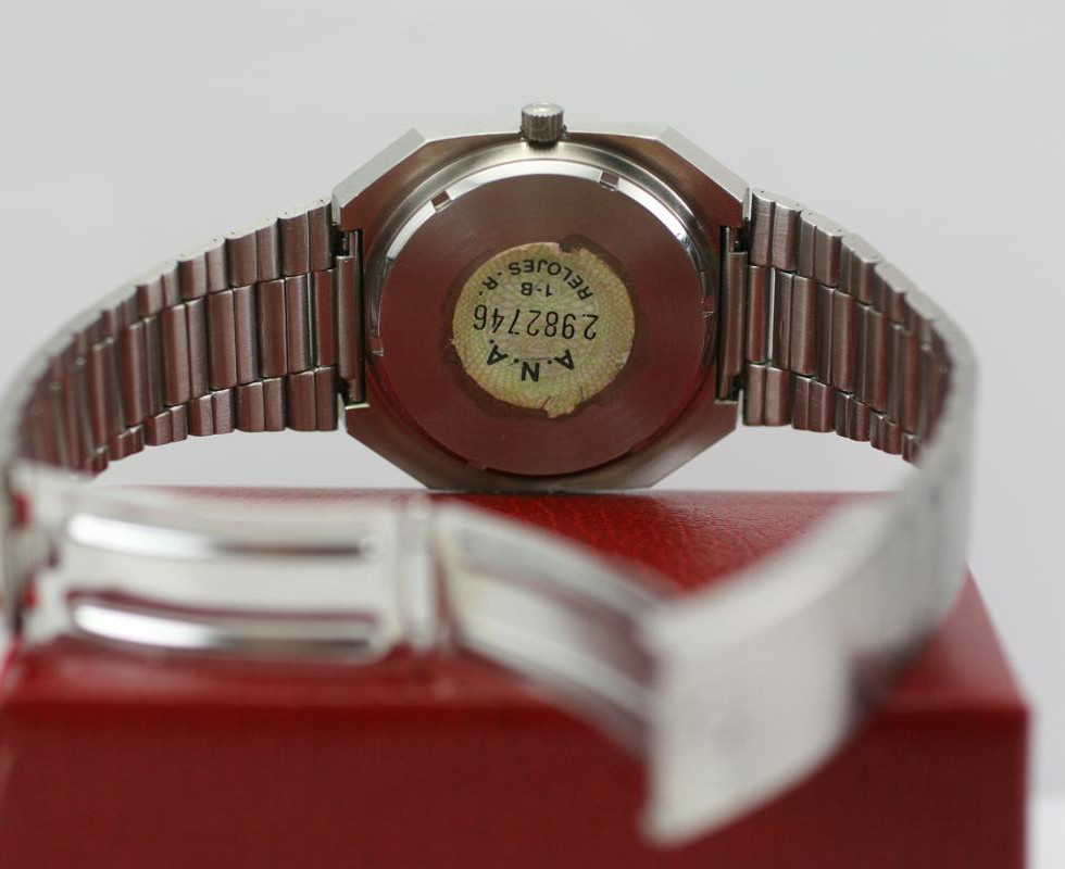 Case Back Of 1970's Omega Constellation reference # ST 166.0234 with a caliber 1012 automatic movement With Box & Hang Tag