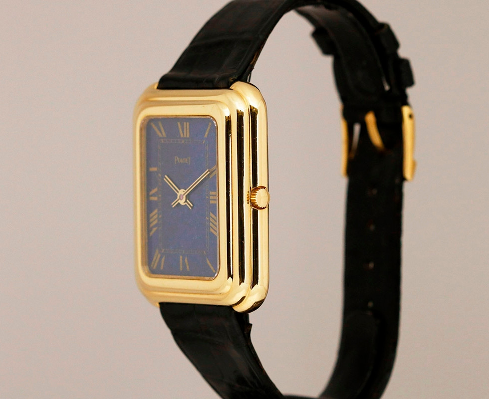 1970's Gold Piaget Beta-21 Quartz Watch Ref. 14101 With Lapis Lazuli Dial