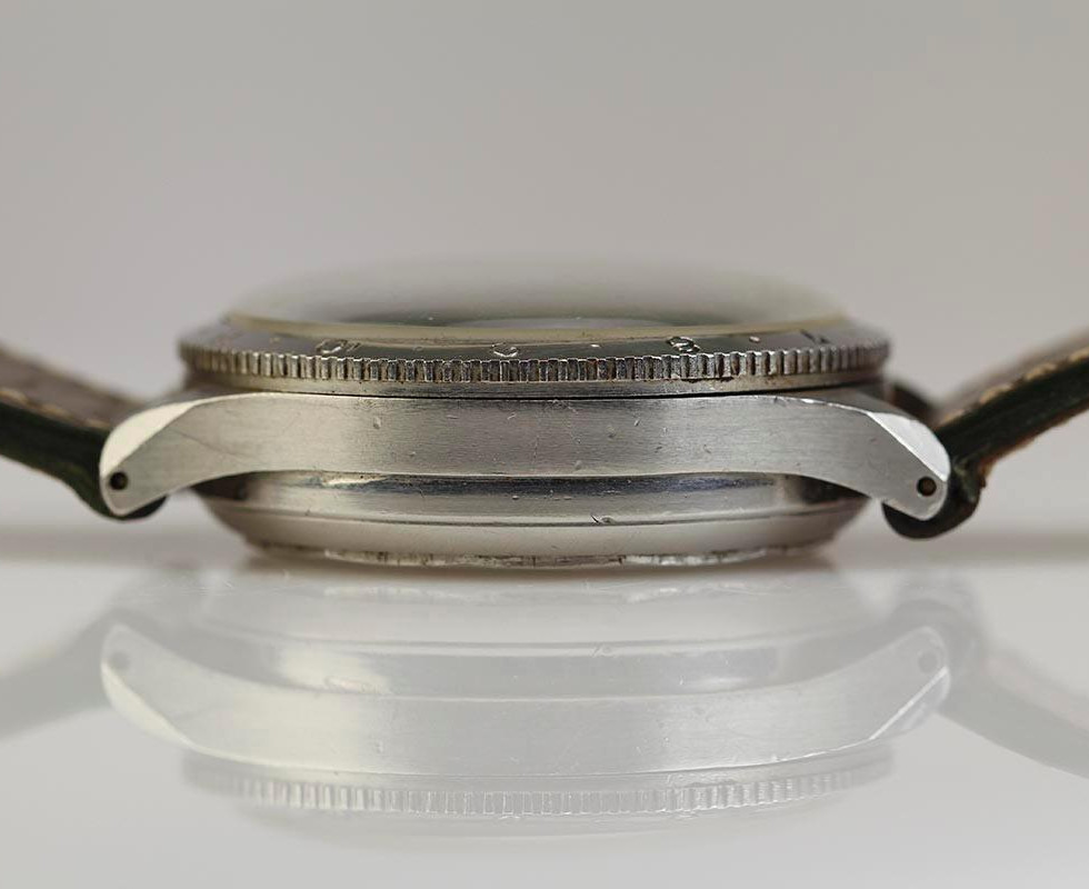 Case Side Of 1950's Mathey Tissot Type 20 Military Chronograph