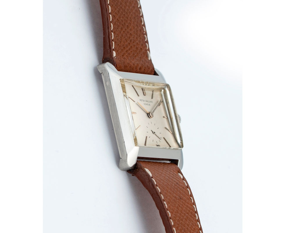 1955 Very Rare Patek Philippe Rectangular Platinum Dress Watch Ref. 2488