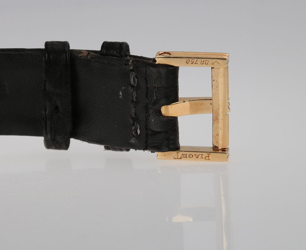 Tang Clasp On 1980's Piaget Polo Ref. 93525 Onyx, Diamond & Yellow Gold Wristwatch