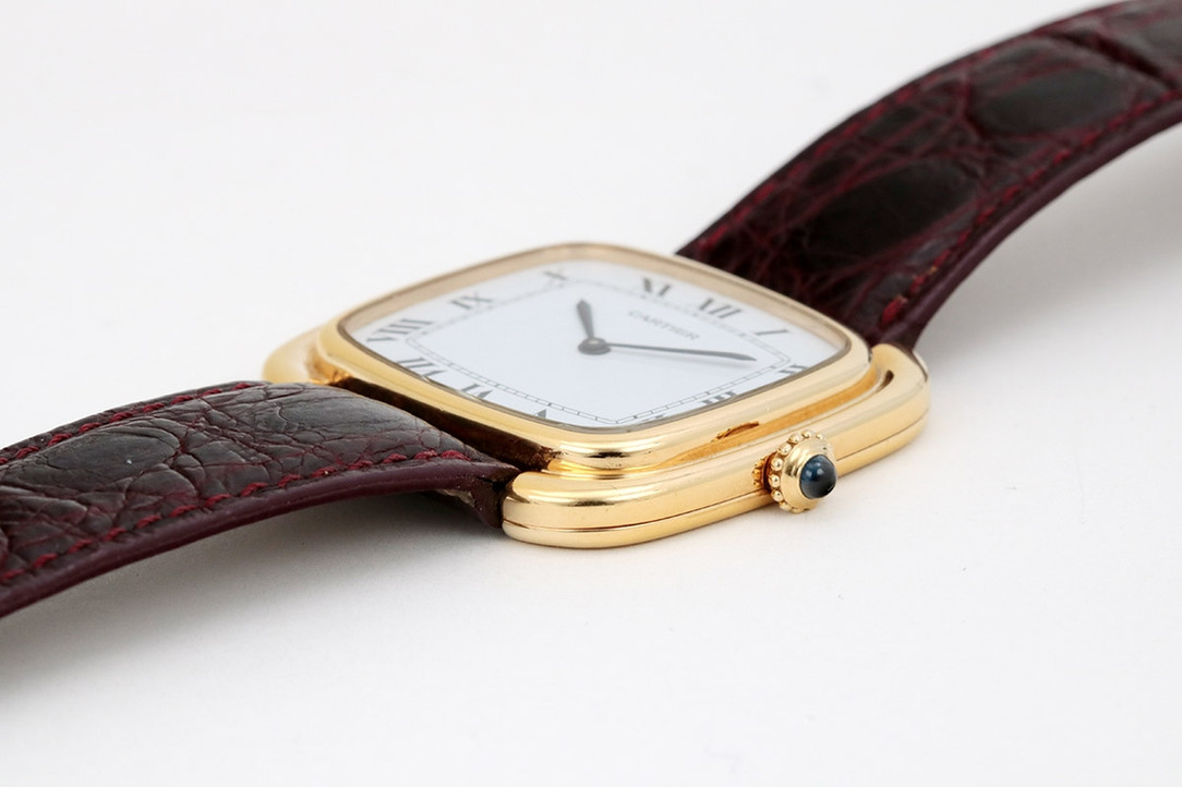 1970's Cartier Paris Jumbo Ellipse 'TV Screen' Wrist Watch in Yellow Gold Ref. 97051