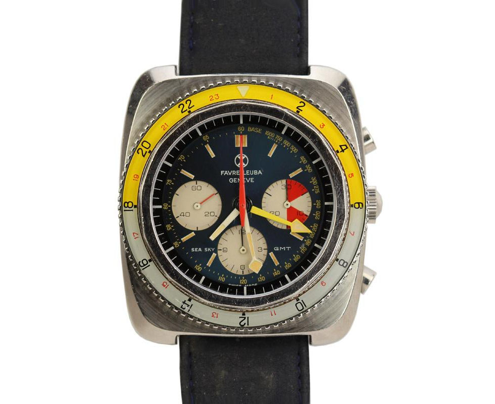 1970's Favre-Leuba Sea/Sky GMT Chronograph Wrist Watch