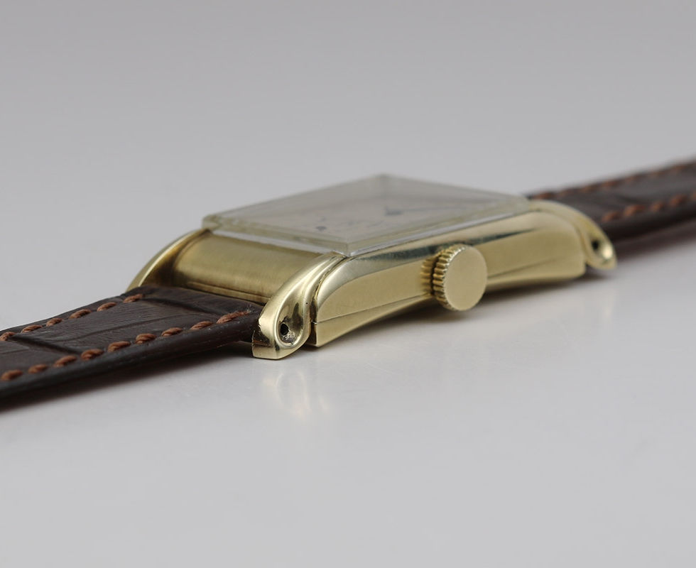 Crown Side of 1948 Rolex Prince 14K Yellow Gold "1/4 Century Club" Ref. 3937