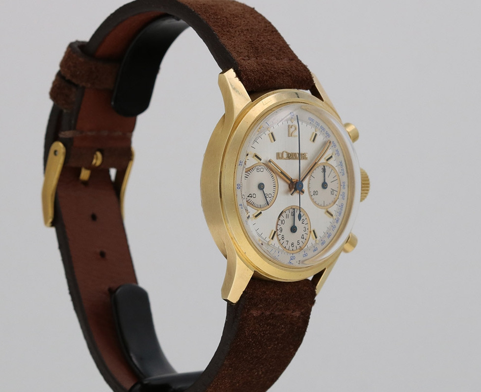 1968 LeCoultre 18kt Yellow Gold Valjoux 72 Chronograph Wrist Watch