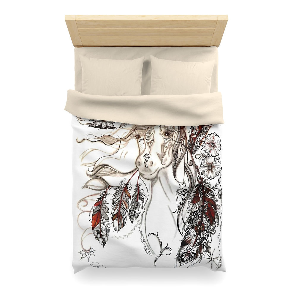 Thumbnail: Duvet Cover | Horse Indian Feathers