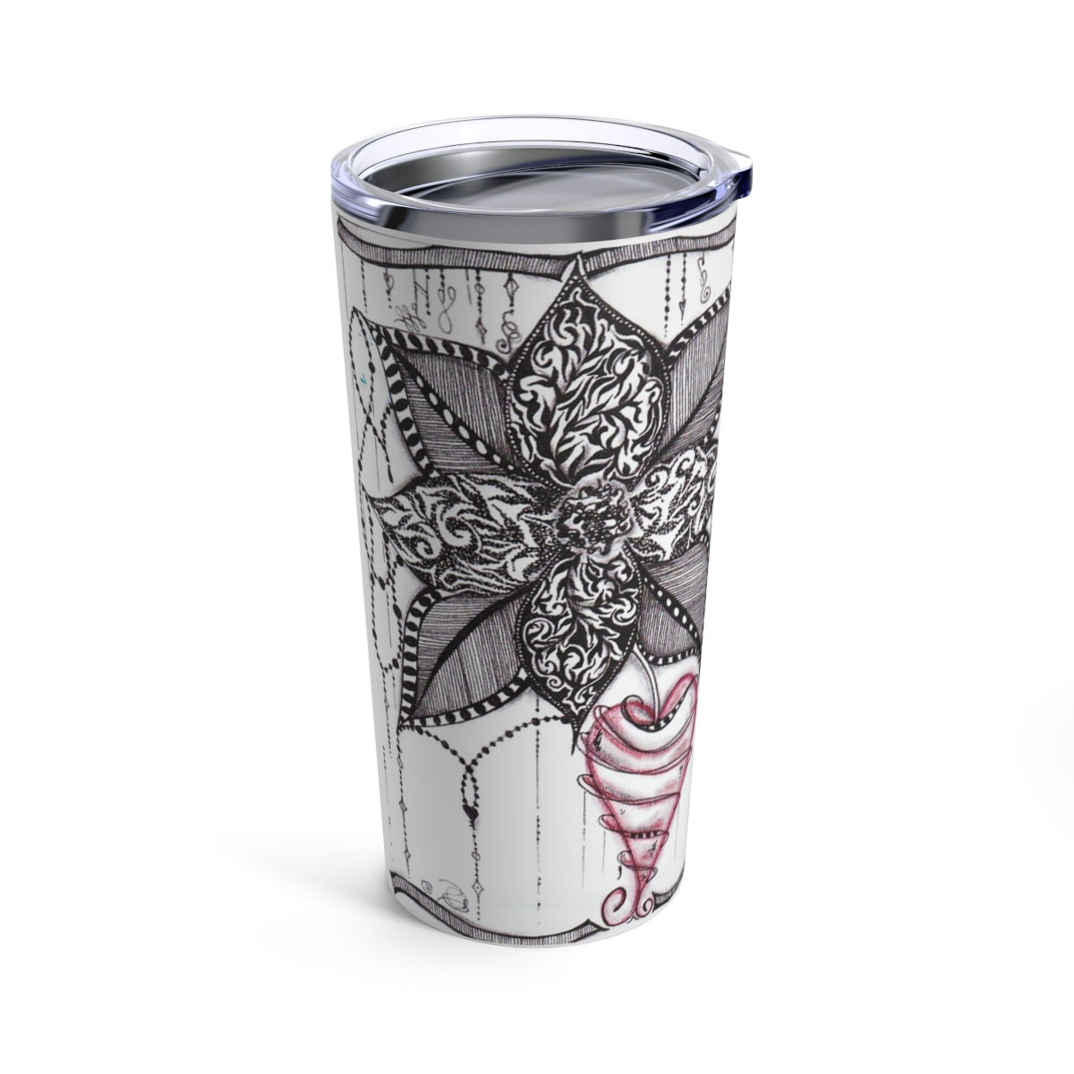 Tumbler Mug 20oz | Zen Red Heart Flower