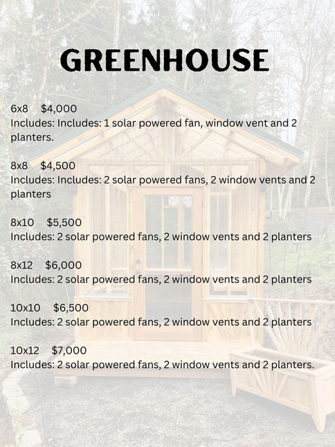 4x6 $2,00 Includes 2 solar sconces, 1 window and 1 planter. 4x8 $3,000 Includes 2 solar sc