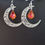 Miniature : Boucle d'oreilles lune argentée gouttes rouge