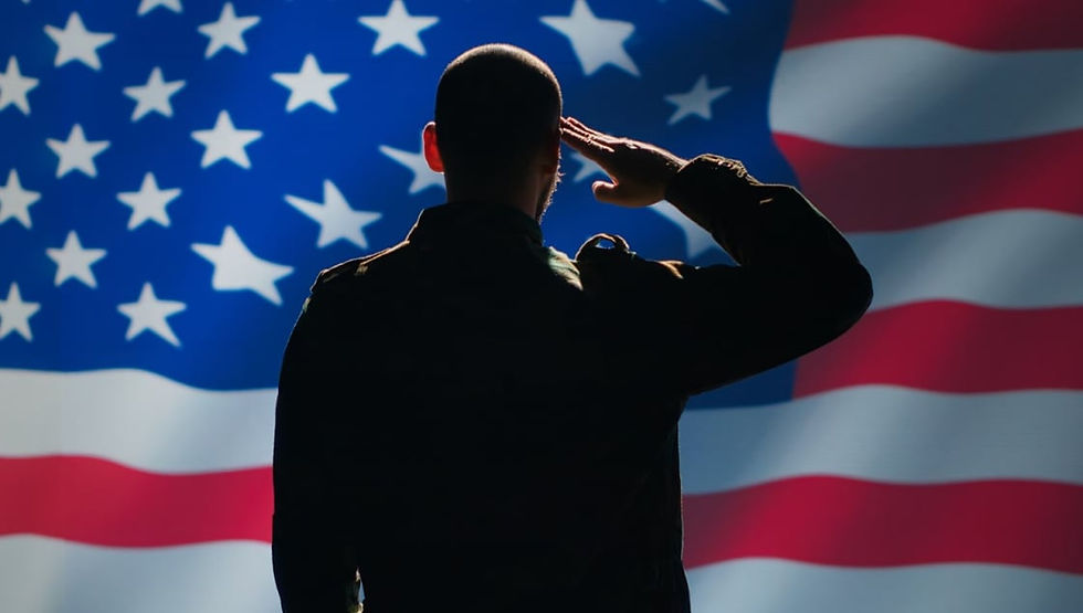 Veteran Salute in front of a background of the American Flag