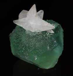 Calcite on Blue Core Green Fluorite