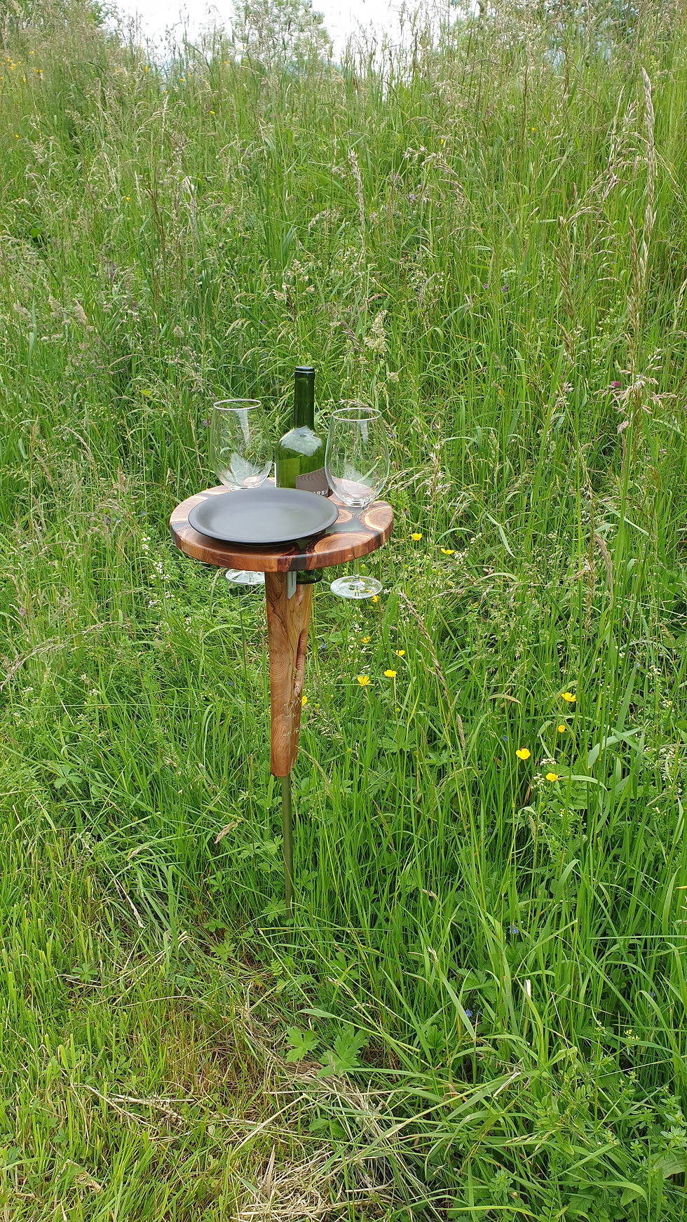 Miniaturbild: mobiler Weinständer (Flasche + 2 Gläser)