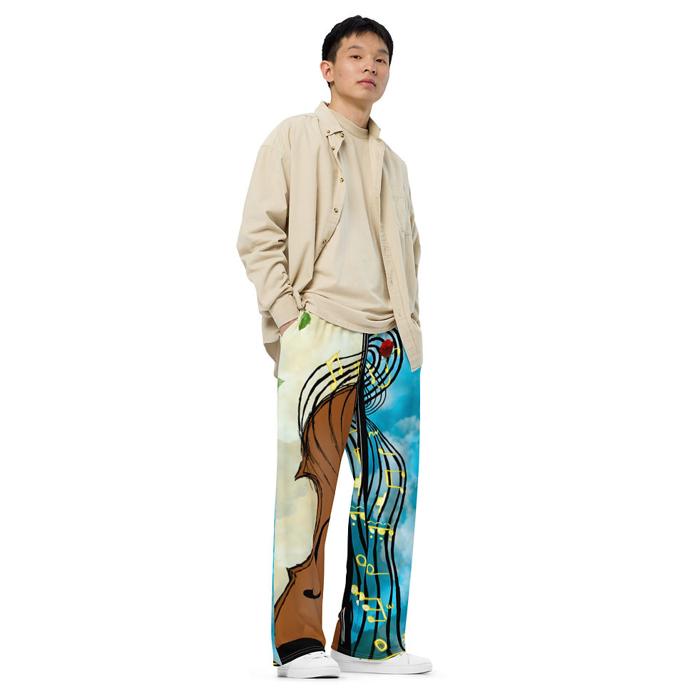 Thumbnail: Violin print unisex wide-leg pants