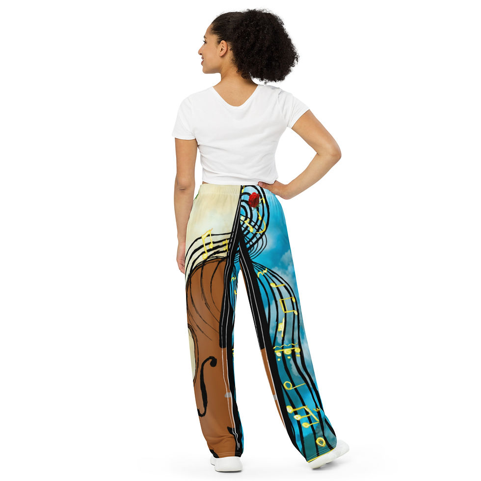 Thumbnail: Violin print unisex wide-leg pants