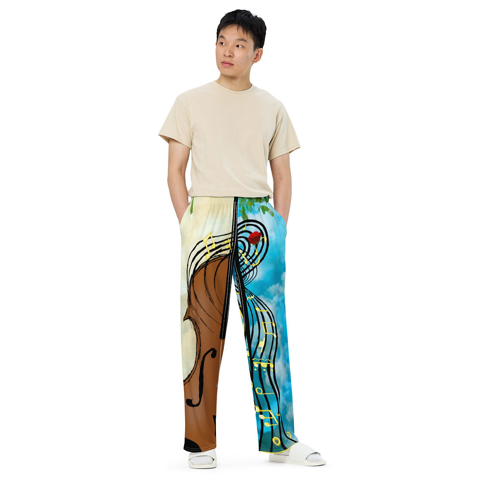 Thumbnail: Violin print unisex wide-leg pants
