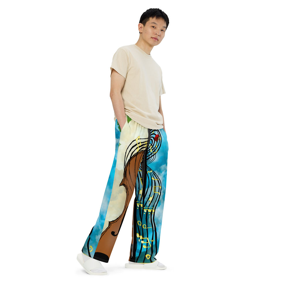Thumbnail: Violin print unisex wide-leg pants