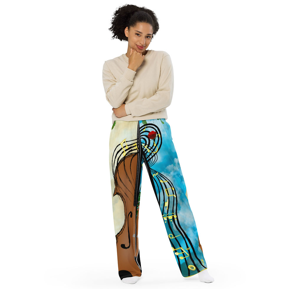 Thumbnail: Violin print unisex wide-leg pants