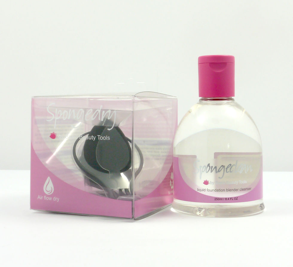 Thumbnail: Spongeclean Liquid Beauty Blender Cleanser And All Black Spongedry Box Duo Set