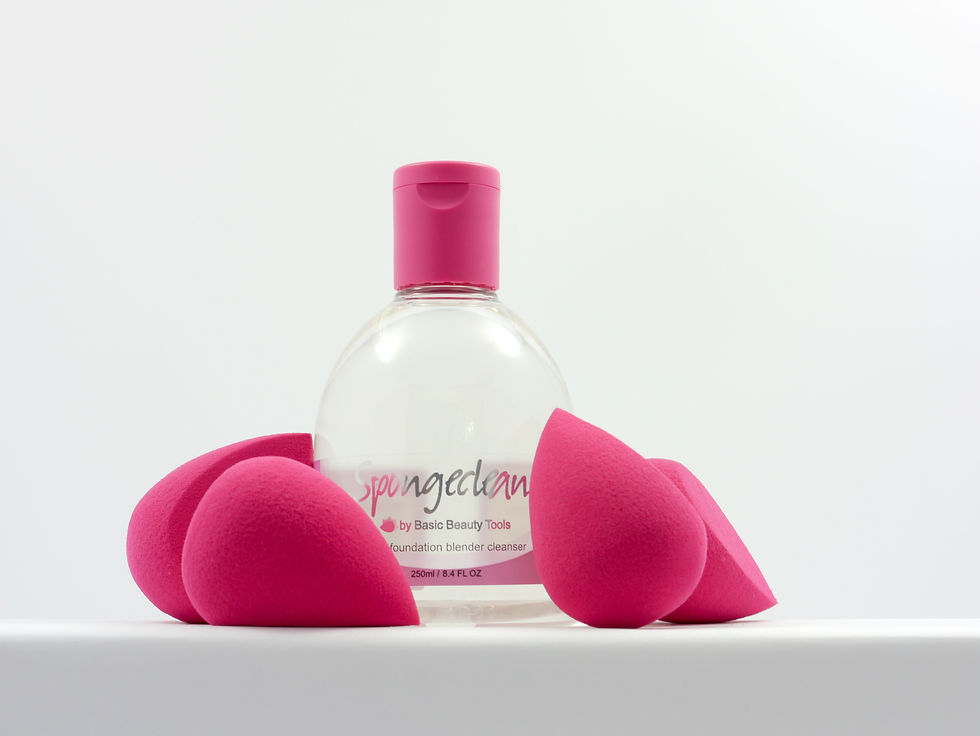 Thumbnail: Spongeclean Liquid Beauty Blender Cleanser With Four Pink BBT Foundation Blenders