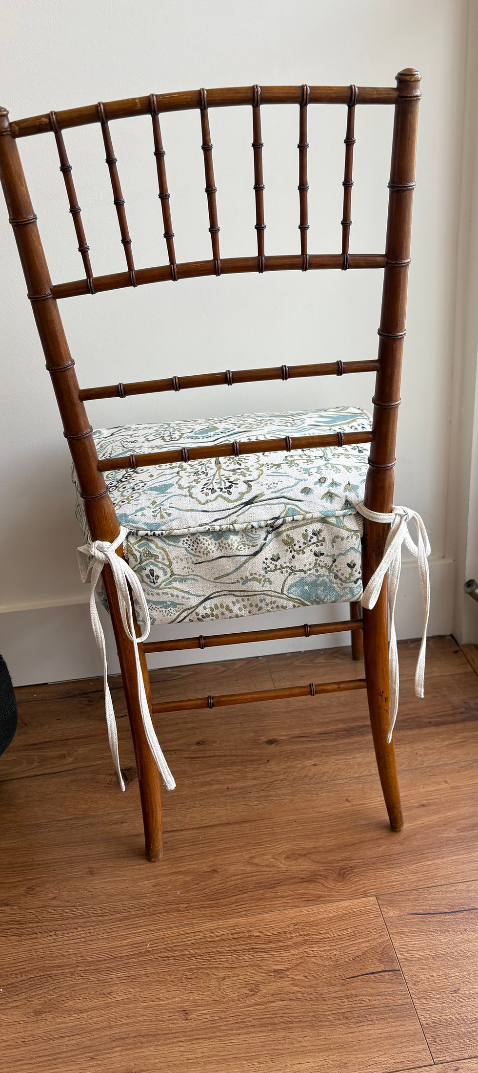 Thumbnail: Pair of Faux Bamboo Skirted Chairs