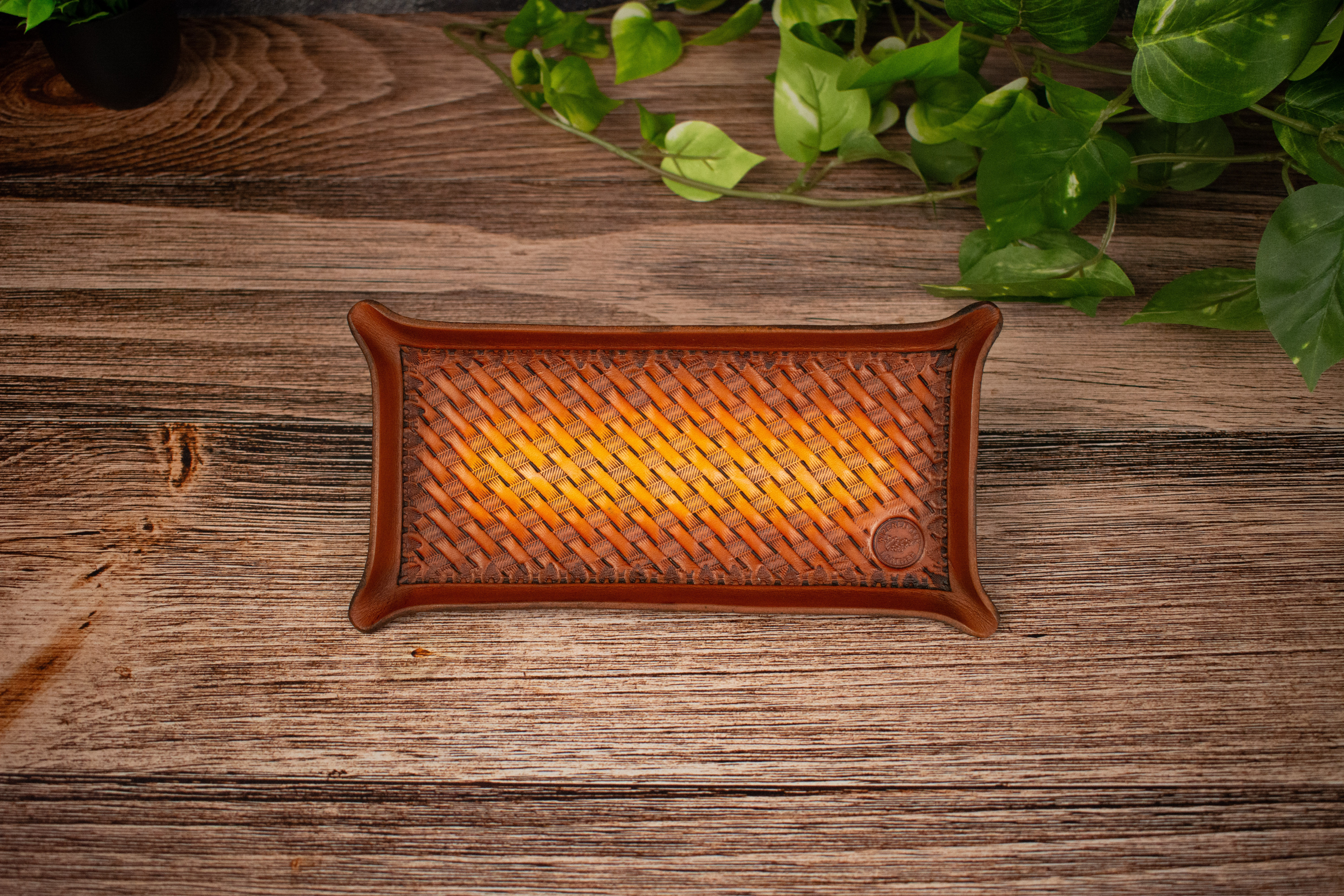4"x8" Pencil Tray with Angled Basketweave Tooling